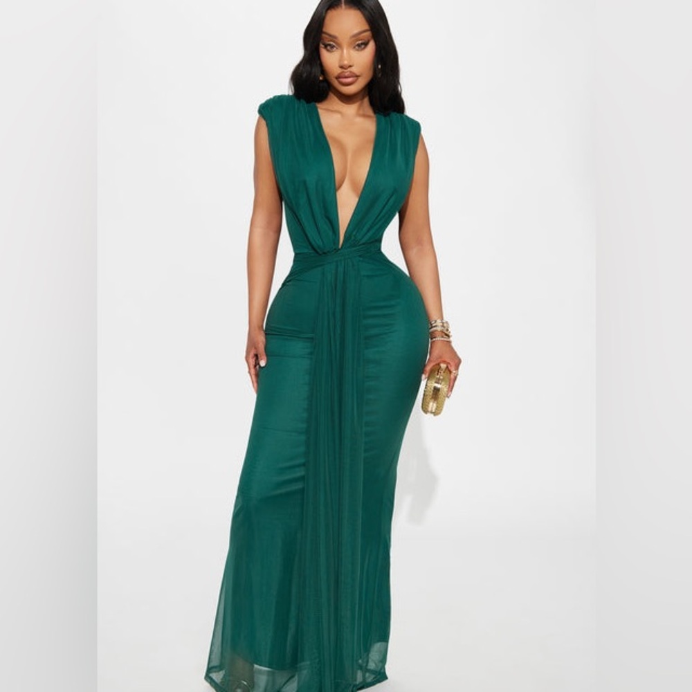 New Fashion Nova The Wild Mesh Maxi Dress - Hunter Green Size 2X